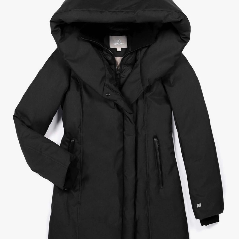 Soia & KYO CAMIELA Slim Fit Brushed Down Coat With Leather Trim - Picture 7 of 16